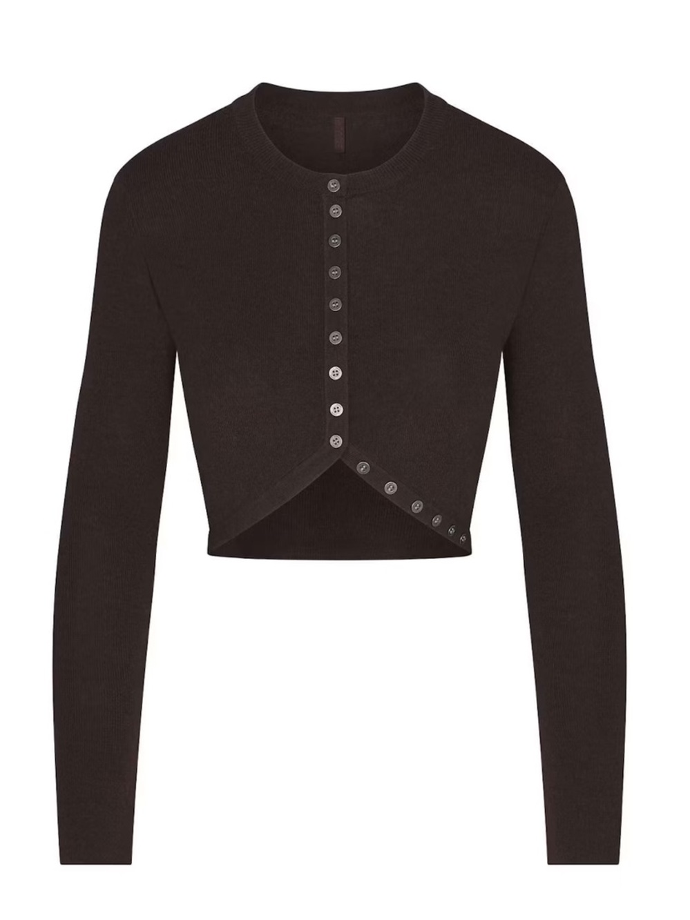 SKIMS ESSENTIAL SWEATERS ROUNDED CARDIGAN ESPRESSO